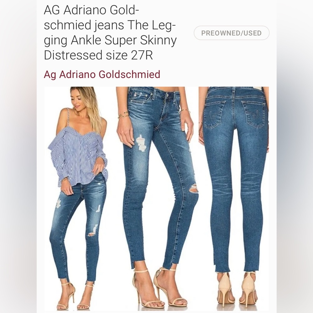 AG Denim Adriano Goldschmidt, The Legging Ankle Super Skinny Anke, size 23